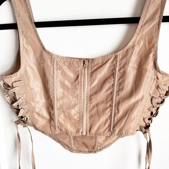 Halfheart Side Lace Up Bustier Crop Going Out Top Sexy Renaissance Feminine M - Picture 7 of 8